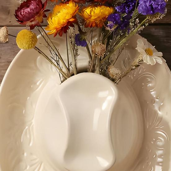 Смоляная ковбойская шляпа Настенный кашпо Ручная работа Настенная ваза Западный Бохо Настенное искусство Декор для ванной комнаты Гостиной Офиса Домашний декор