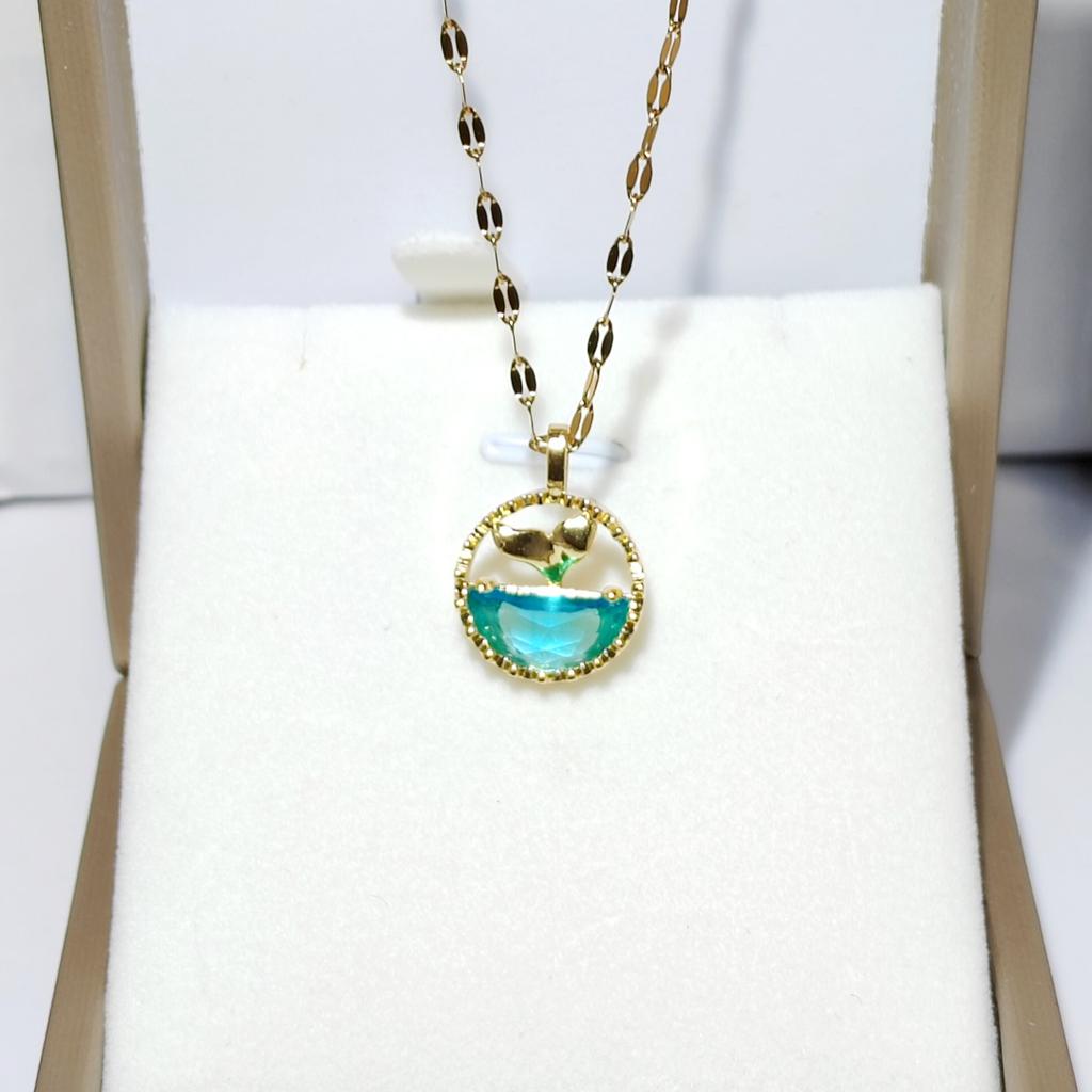 Ожерелье с дизайном «Океанский кит» для женщин: Украшения из титановой стали с микроинкрустацией циркония и роскошным замком