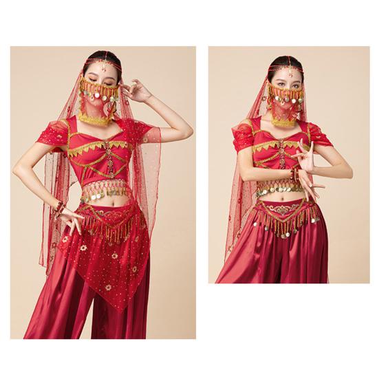 Индийский танец вуаль сетка с горячим тиснением цветы костюм реквизит взрослые дети многоразовые выступления фестивали вечеринки взрослый костюм вуаль