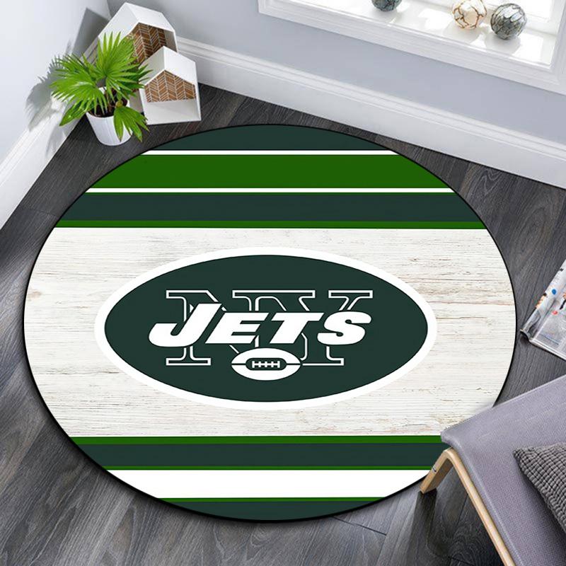 New York Jets2 Round Area Rug,Carpet Rug for Living Room Bedroom Sofa Playroom Decor,Non-slip Floor Mat