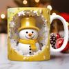 3D Christmas Christmas Ceramic Coffee Mug Tea Cup Snowman Christmas Hat Mug