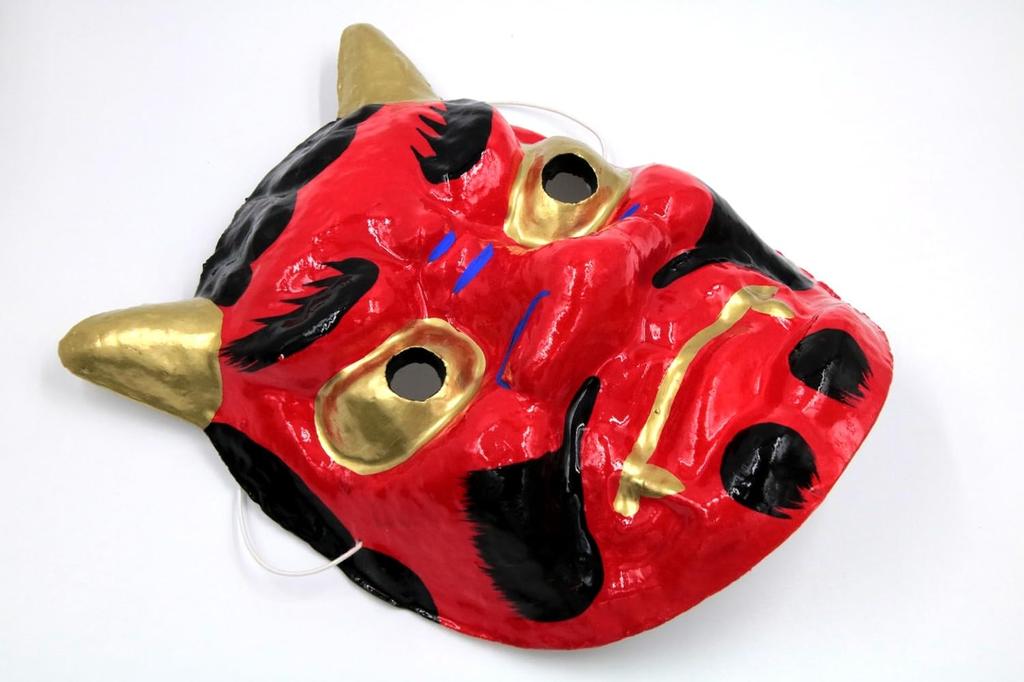 Demon Mask Set for Made of Papier Red Blue Demon and Demon Pants Red Demon [XP Design] Setsubun, Mache, Demon, Wig, Club, (mache Set)