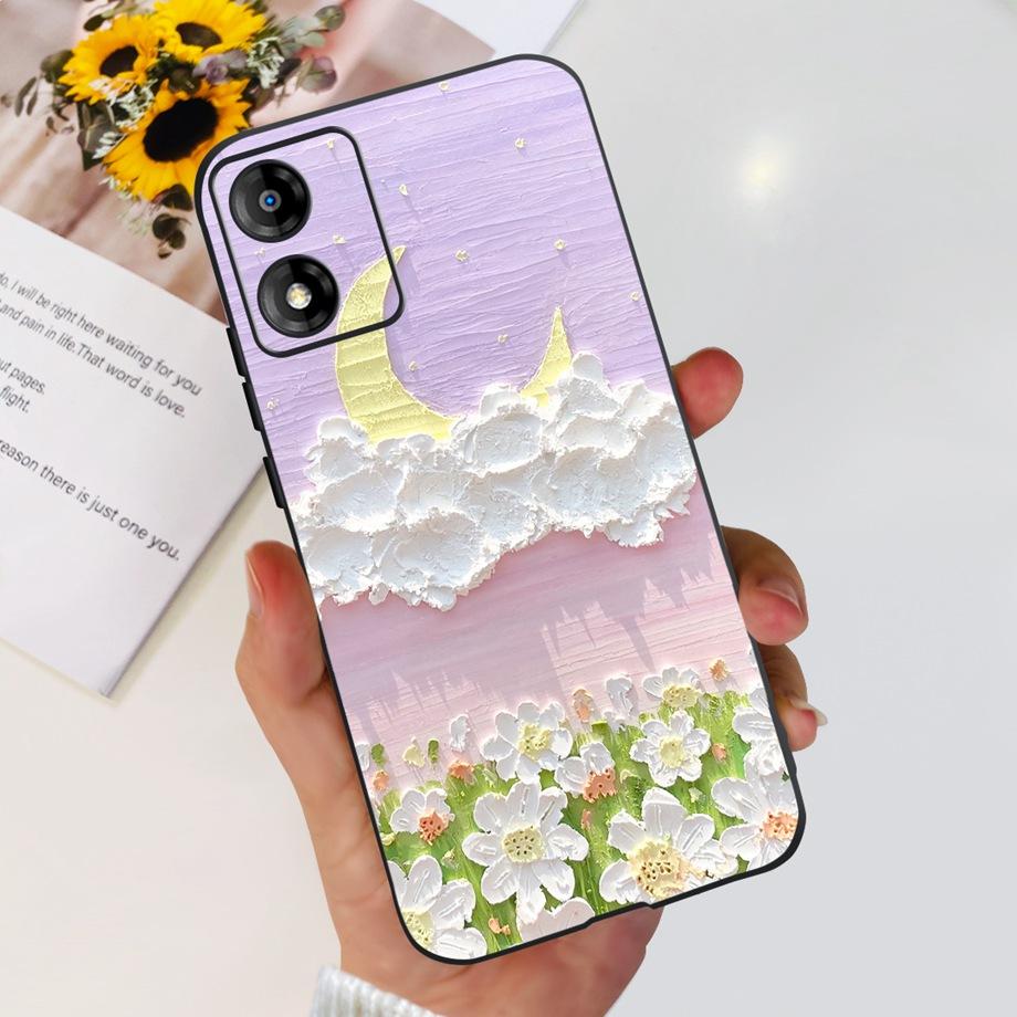 For Motorola Moto E13 Moto G13 Case Matte Black Liquid Silicone Soft Cover Lovely Cat Cartoon Jelly Capas For MotoE13 E 13 G 13