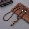 Ethnic Handmade Buddhist Nepal Horn Mala Long Necklace Wood Beads Pendant Necklace