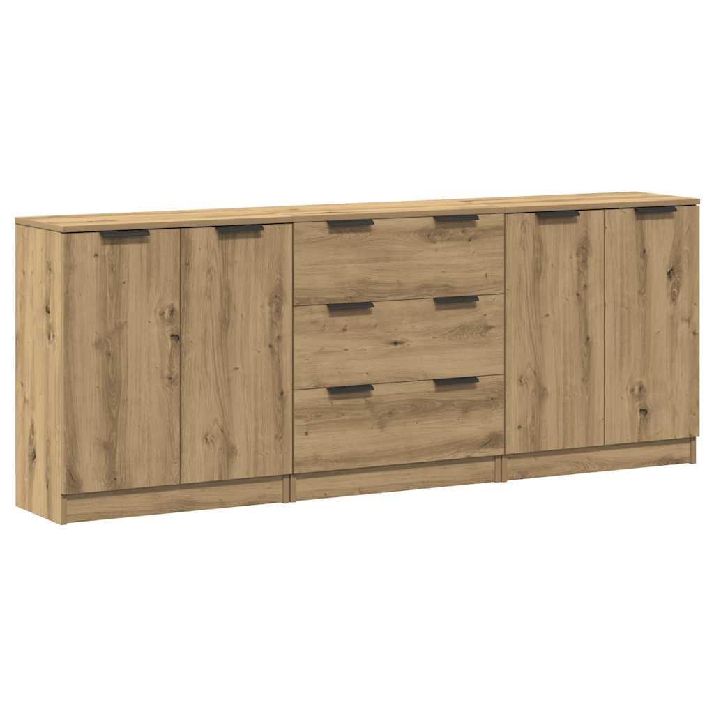 Vidaxl Komody 3 Szt., Dąb Artisan 60X30X70 Cm Materiał Drewnopochodny