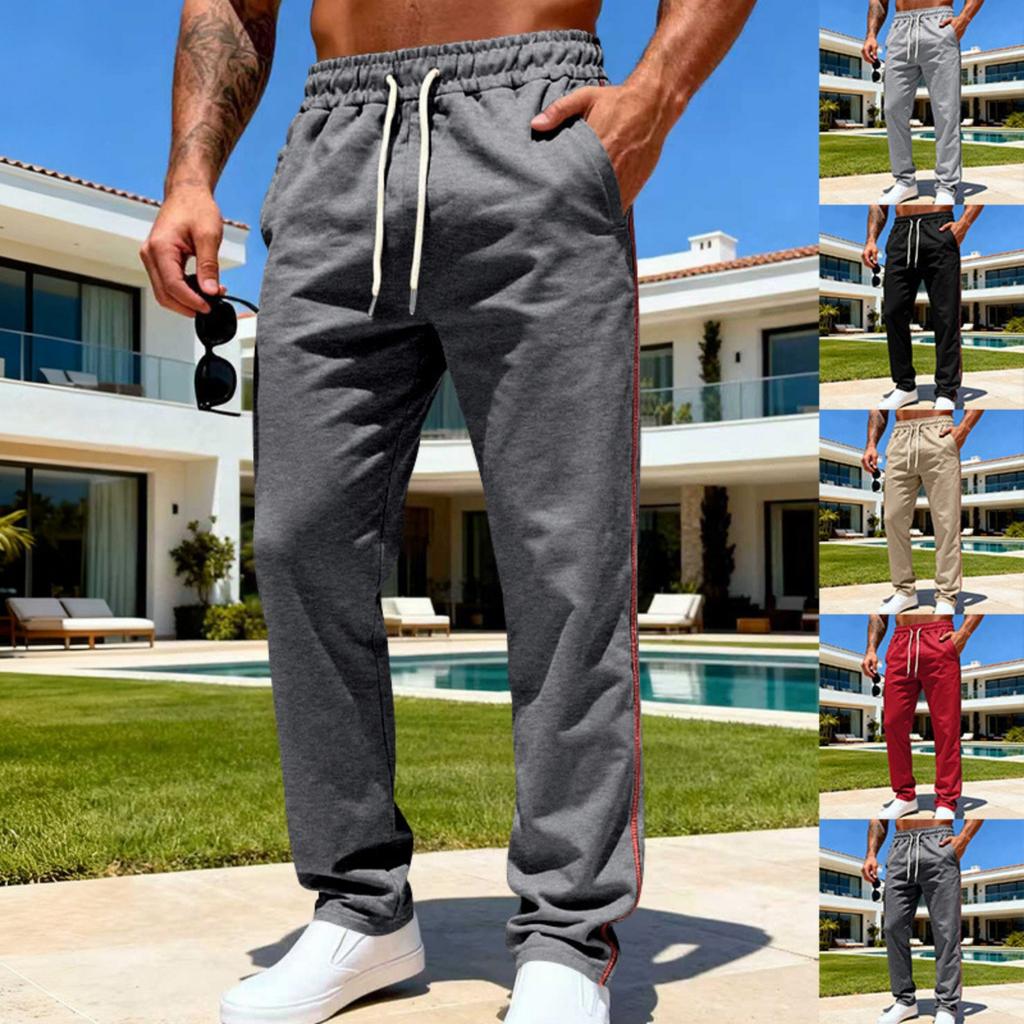 Mens Sweatpants Sild Stripe Elastic Waist Drawstring Running Jogging Sweatpants Athletic Workout Pants