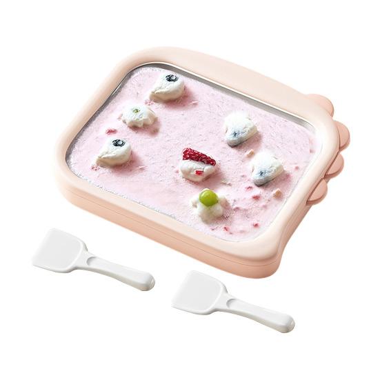 Kids Ice Cream Maker Stainless Steel Freezing Yogurt & Sorbet Machine with 2 Scrapers No-Electricity DIY Homemade Rolled Ice Cream Kit for Family Fun