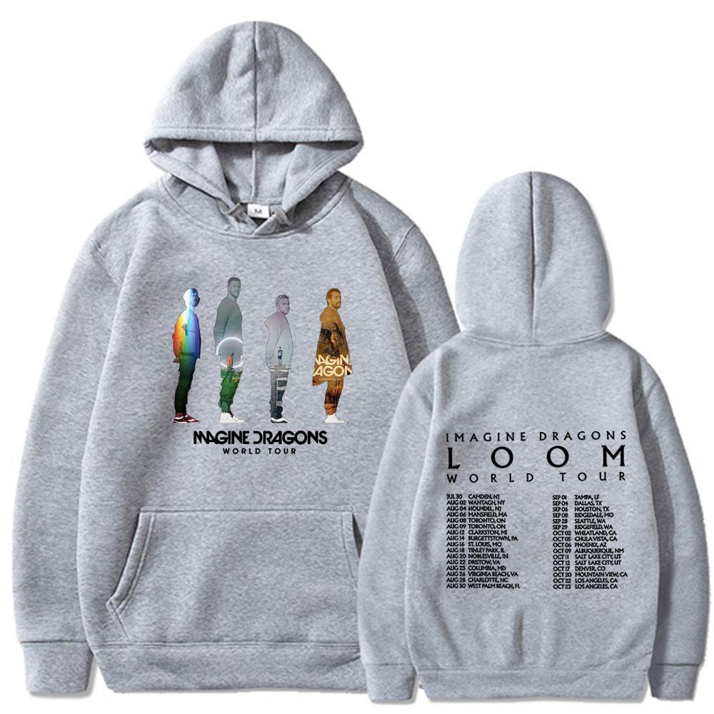 Imagine Dragons Loom Мировой Тур 2024 Худи Хип-Хоп Рок-группа Винтажные Свитшоты Подарок для Фанатов Унисекс Свободные Пуловеры с Длинным Рукавом