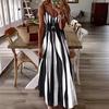 Summer Casual Camisole Geometric Pattern V-neck Long Casual Dresses