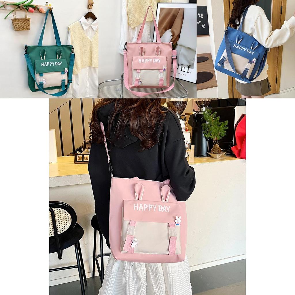 Bunny Ears Tote Bag With Splicing Design For Daily Casual Use