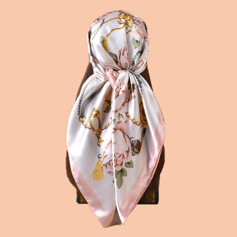 1PC Women's Summer Beach Accessory Fashion Satin Square Scarf 90*90inch Multi-use Headscarf Party Use Versatile Hair Towel