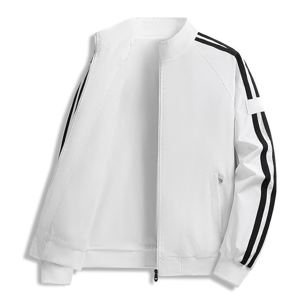 Men's Baseball Jacket Workwear Jacket Casual Sports Fashion Two-Stripe Top Coat