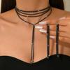 Простые украшения Длинная цепочка «змеиная кость» Цепочка на шею Дизайн с чувством холодного ветра Многослойное ожерелье с бахромой