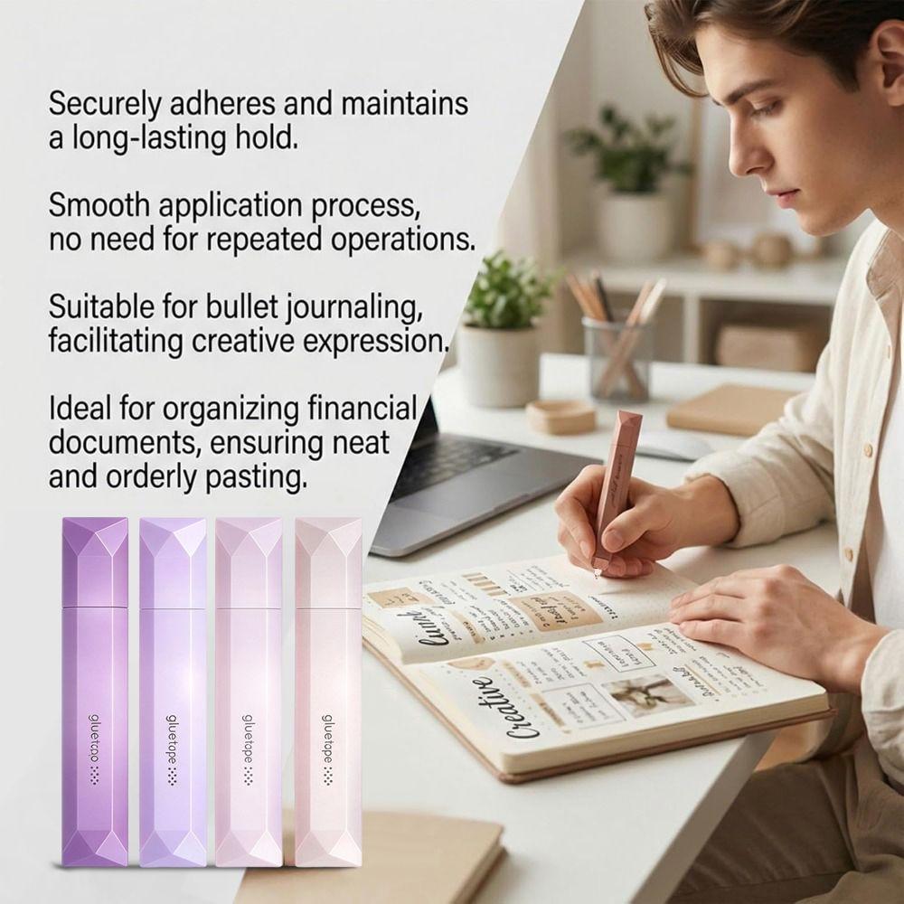 4pcs Odorless Double Sided Glue Pen Even Adhesion Glue Tape Roller Adhesive Dot Dispenser Crafts