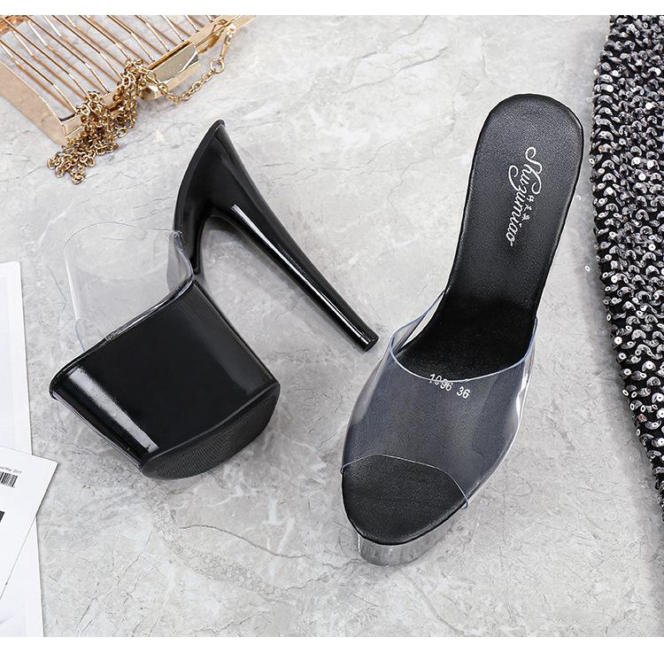 Super High Heels 17CM Thin Heel Waterproof Platform Sandals Women's Transparent Crystal Shoes Wedding Shoes LFD