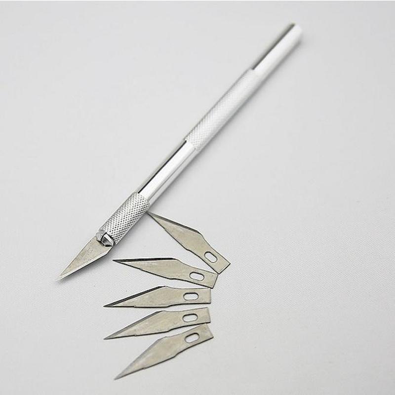 1 * ножи + 6 * лезвий, нескользящий металлический нож-скальпель, набор инструментов, резак, гравировка, ремесленные ножи