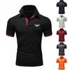 Мужская летняя рубашка-поло с короткими рукавами, модная футболка с воротником-стойкой и принтом, с короткими рукавами, мужская