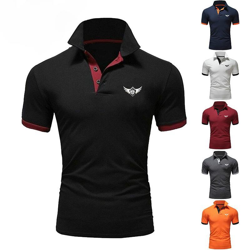 Мужская летняя рубашка-поло с короткими рукавами, модная футболка с воротником-стойкой и принтом, с короткими рукавами, мужская