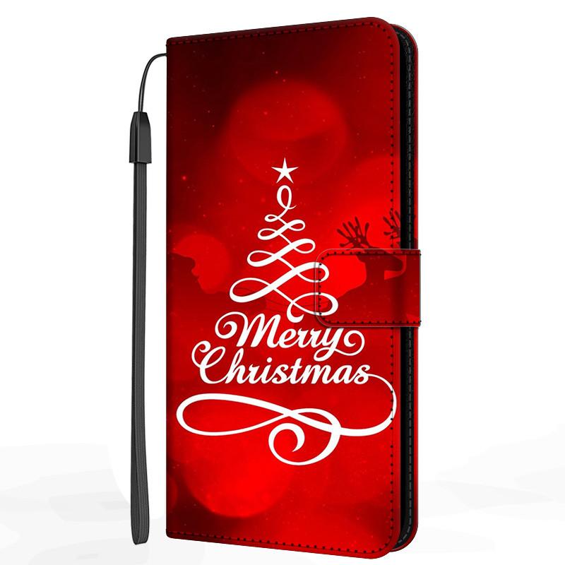 Рождественская кожаная книжка-чехол для Samsung Galaxy A02 A32 4G A12 Чехол для телефона Galaxy A 32 A22 5G M02 A52 A72 M32 Кошелек Чехол Сумка