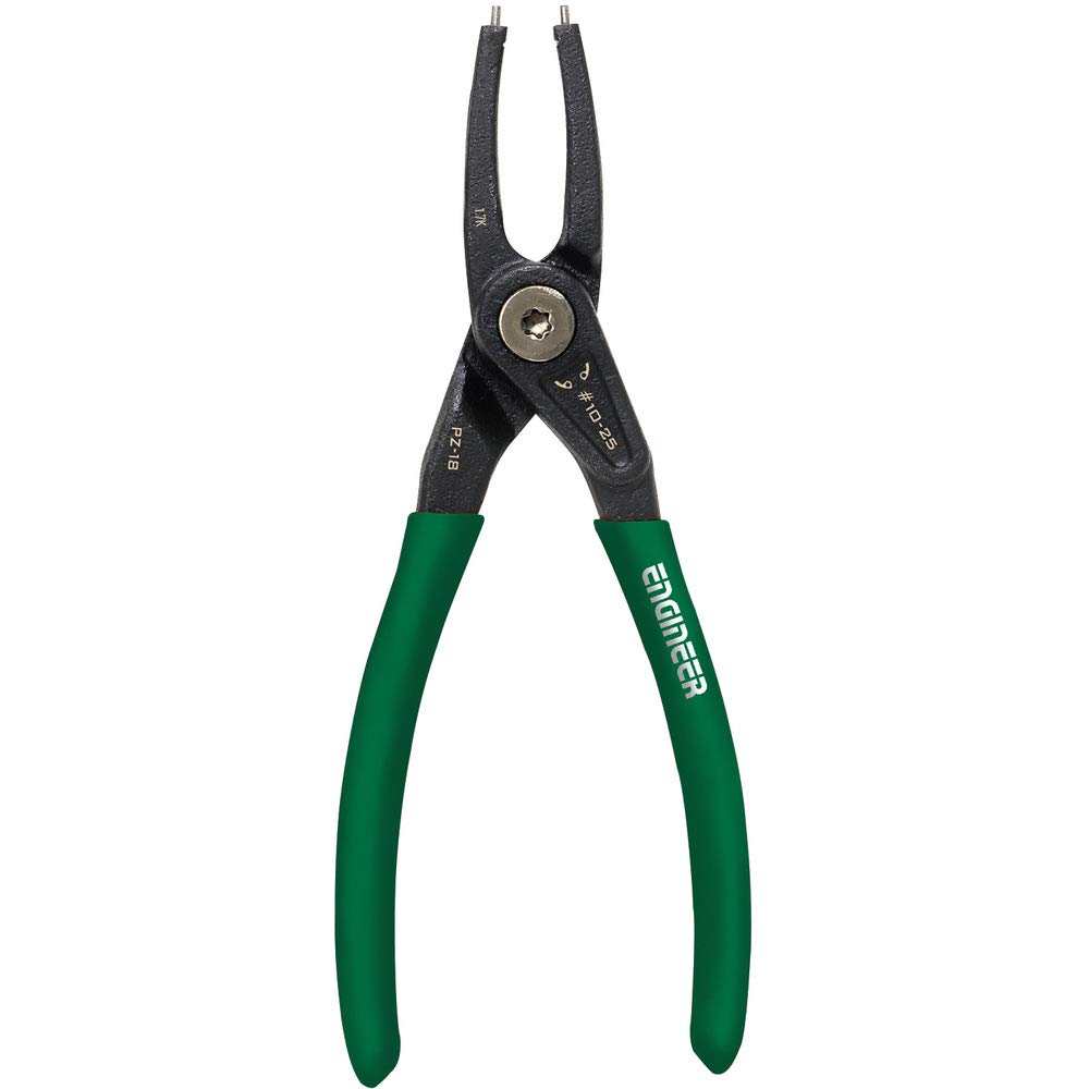 ENGINEER Internal Snap Ring Pliers PZ-18 Green for C-Type, Round & Bevel Rings, Range #10-25