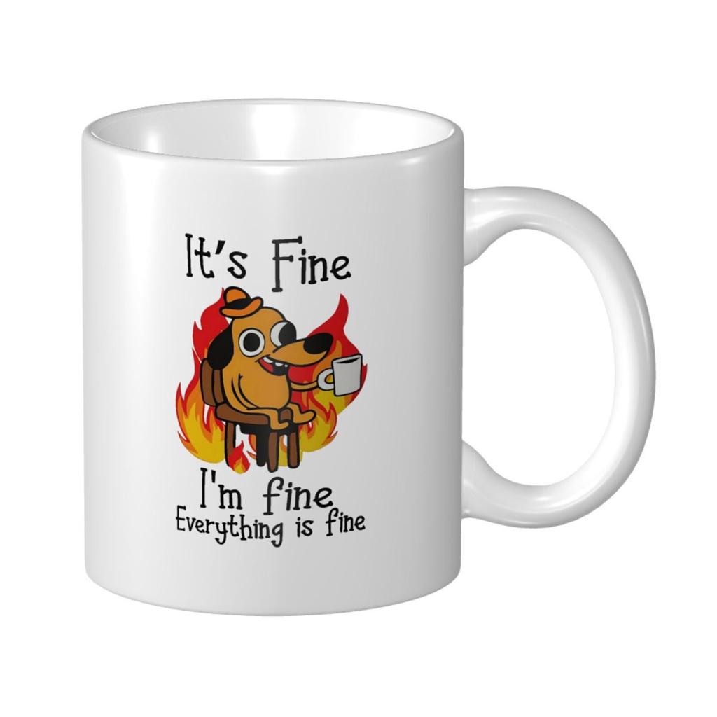 11oz It's Fine Funny Puppy Coffee Mug Tea Cup Coffee Cup Funny Birthday Gifts for Women and Men Ceramic Mug Personalized Cup