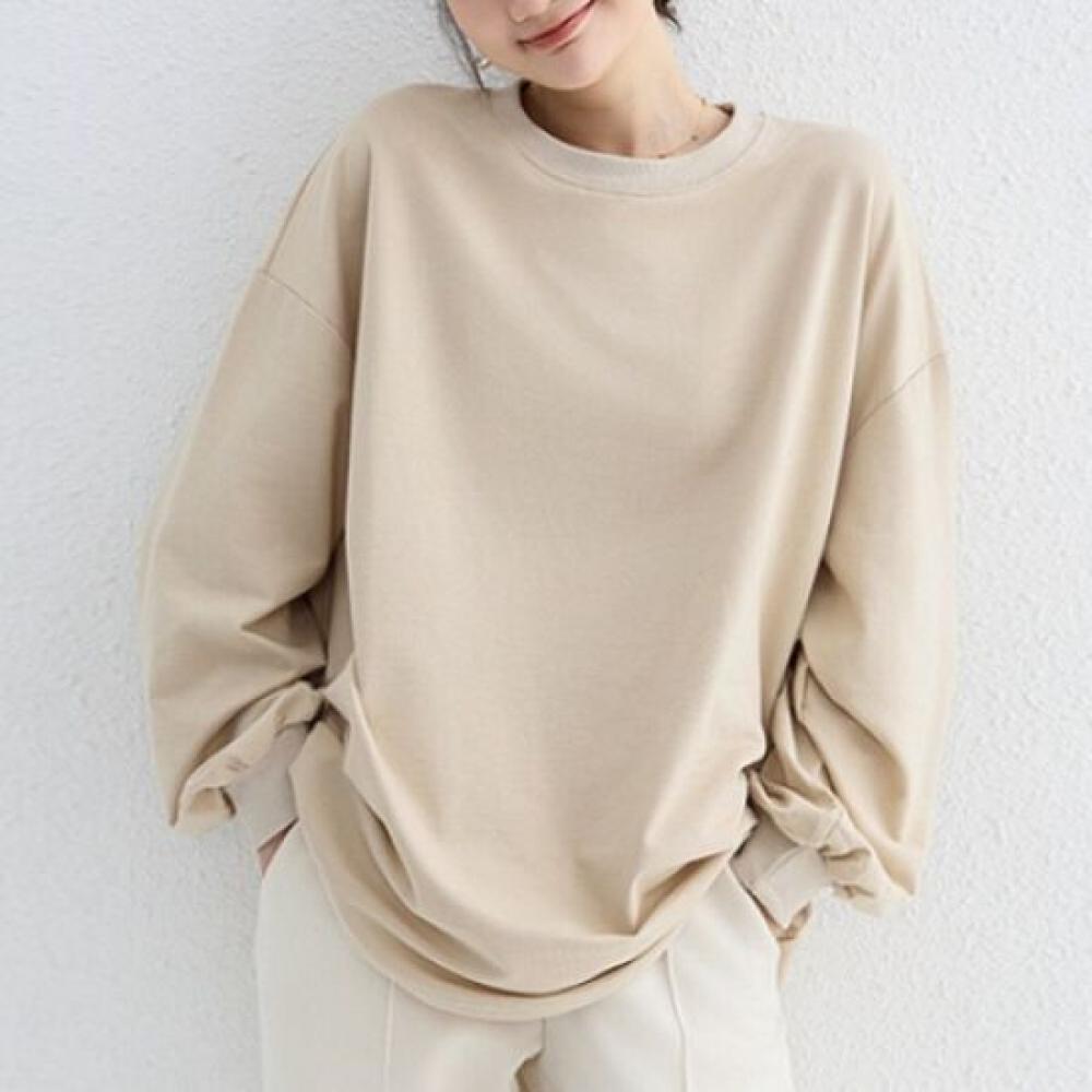 Navava Loose Fit Solid Round Neck Long Sleeve Sweatshirt Nt1393
