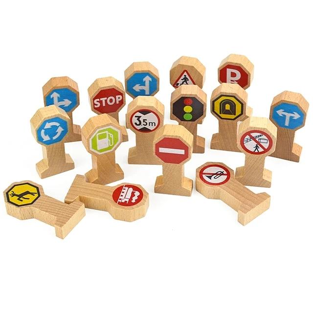 Wooden Railway connect Fixer Train Track Accessories Connector Tracffic Light Toys Holder Fit Brio Wooden Track Toys Educational