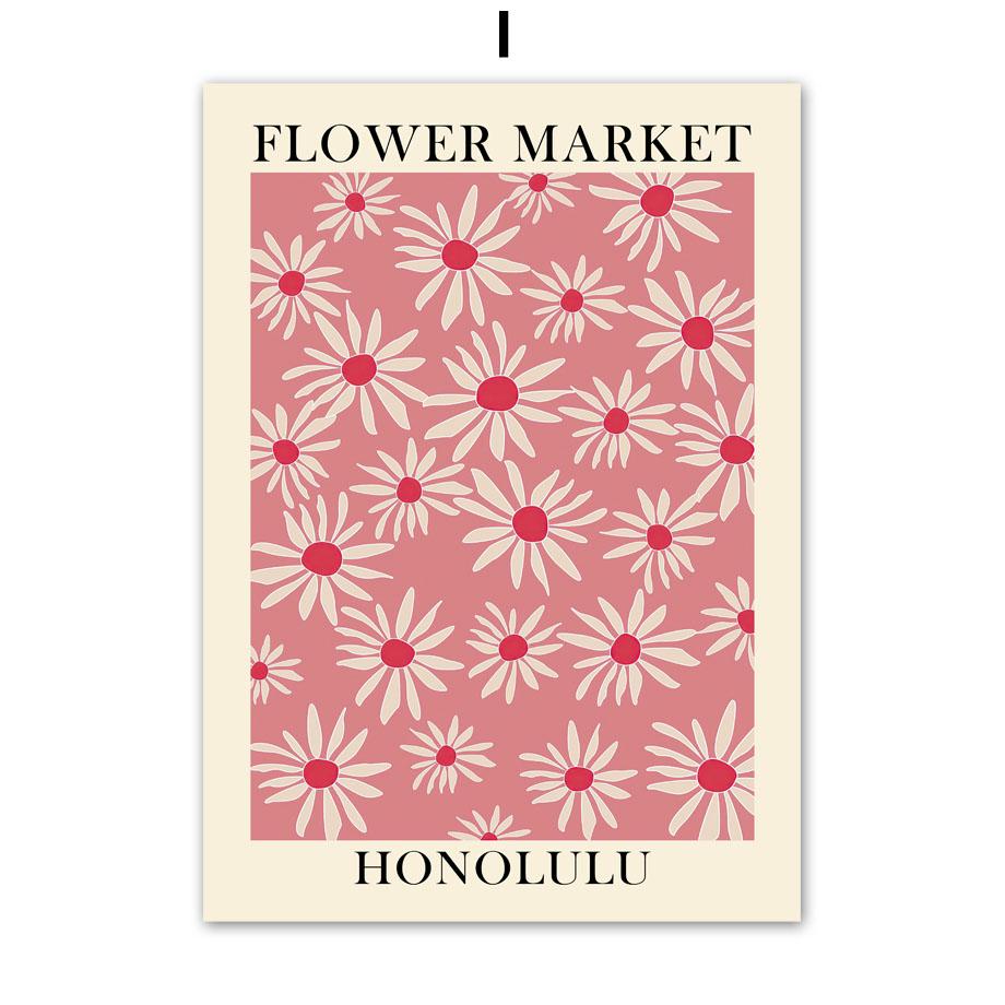 Абстрактное цветочное рыночное винтажное минималистское настенное искусство, плакаты на скандинавскую тему, живопись на холсте и принты, настенные панно для декора гостиной