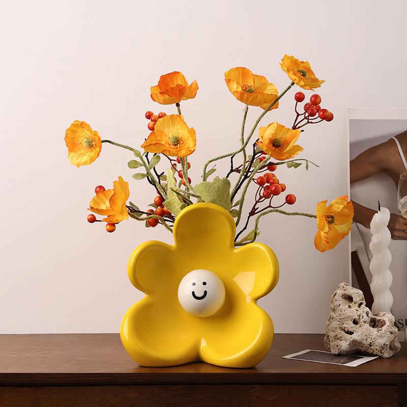 Милая улыбка Керамическая ваза Декор Элегантная гостиная Цветочная композиция Прихожая Домашнее украшение Мини-декор для стола