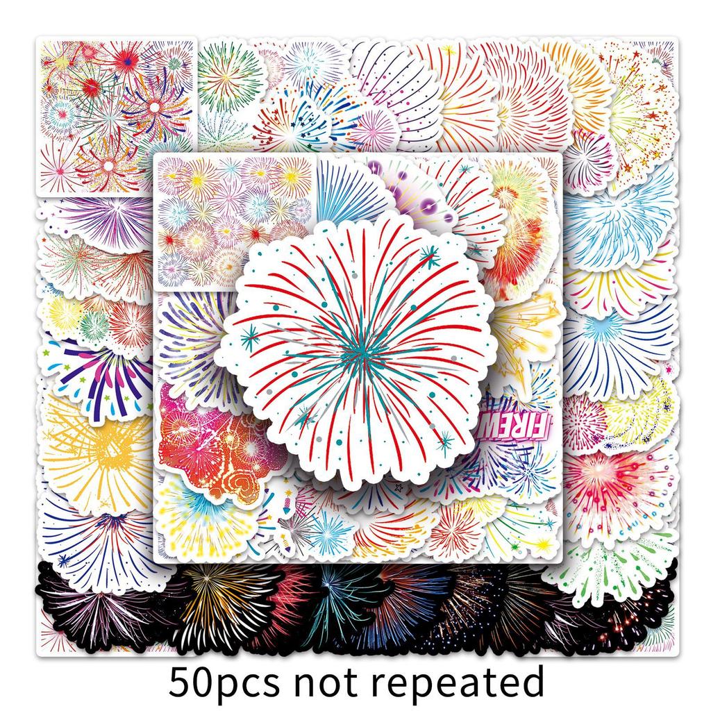 50 Fireworks Doodle Personality Cartoon Small Fresh Guka Children's DIY Mobile Suitcase Stickers Waterproof