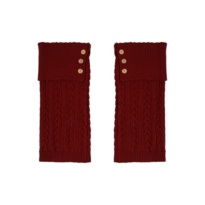 Autumn-Winter Merard Cable Knit Button Leg Warmers - Scrunched Mid-Calf, Thick, Warm, Japanese Retro Style.