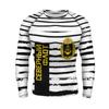 Zebra Striped 3D Printed Fun Street Hip-hop Round Neck Long Sleeved Fashionable Avant-garde Casual Minimalist Men's T-shirt Top