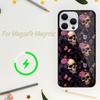 Роскошный чехол для телефона Skull Dead Flowers для iPhone 15 14 13 12 11 Plus Pro Max Magsafe Magnetic Wireless Charger