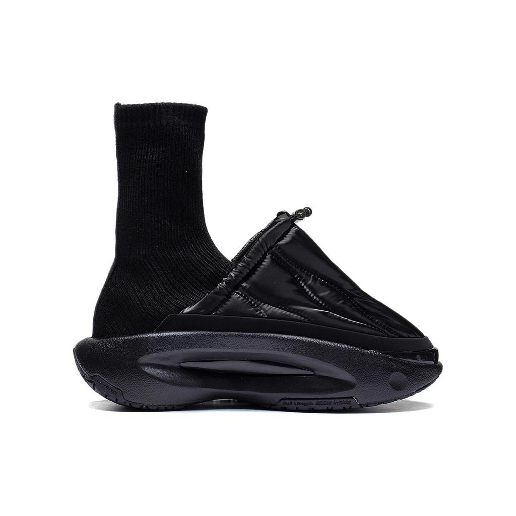 Li Ning Cloud Travel Fluffy Fabric Lightweight High Resilience Non-Slip Breathable Casual High-Top Sneakers Women Sneakers Black AZGS146-6