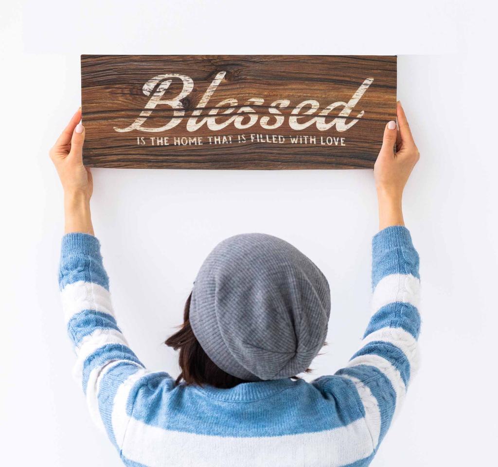Inkdotpot Натянутый холст с цитатами Декор для стен, Благословен дом, наполненный любовью Декор для стен-twoRustic Wall Art Sign