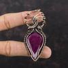 Граненый кашмирский рубиновый кулон, кулон из медной проволоки, медные украшения ручной работы, удивительный кулон, обернутый проволокой, ювелирные изделия из драгоценных камней, подарок для нее