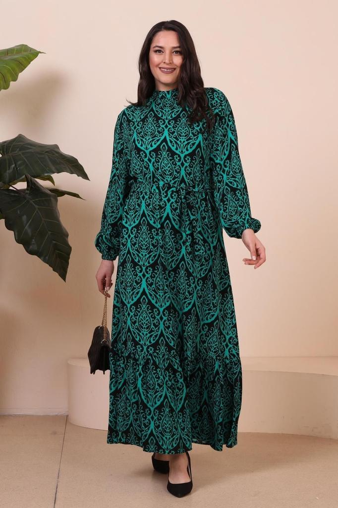 Женское платье большого размера с великолепным воротником, платье больших размеров, хиджаб, плиссированное и плиссированное платье из вискозной ткани