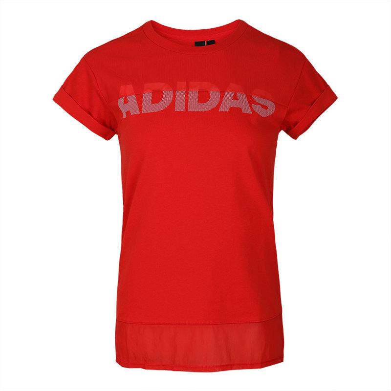 Adidas Gfx T Lineage Logo Round Neck Pullover Simple Fashion Casual Short Sleeve T-Shirt Women T-Shirts Red FI1474
