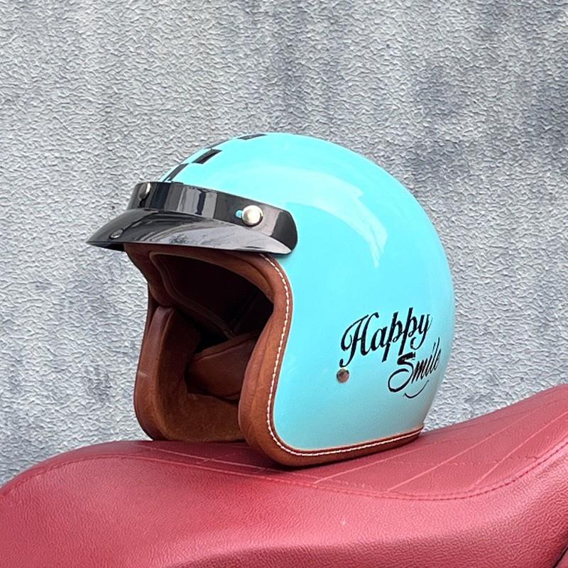 Vintage Style 3/4 Open Face Motorcycle Helmet With Visor ABS Certified Men Women All Season Use