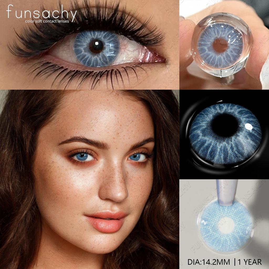 FUNSACHY New Colored Contact Lenses for Eyes 1Pair Brown Natural Eye Lenses Cosmetic Beauty Pupils Yearly Y2K Blue Eye Contacts