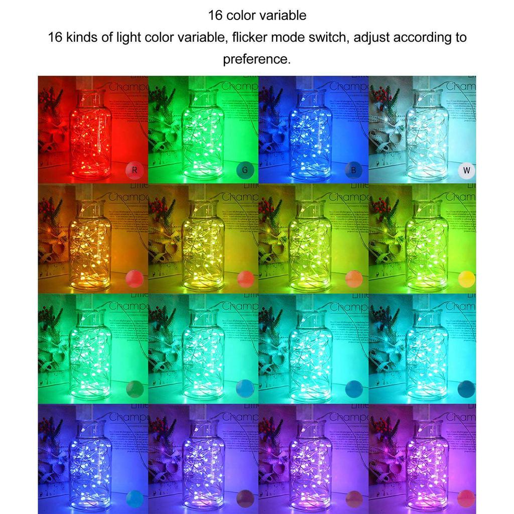 2 шт. гирлянды с дистанционным управлением, светодиодные гирлянды 16 цветов, мерцающие огни, водонепроницаемые рождественские гирлянды для использования в помещении и на открытом воздухе