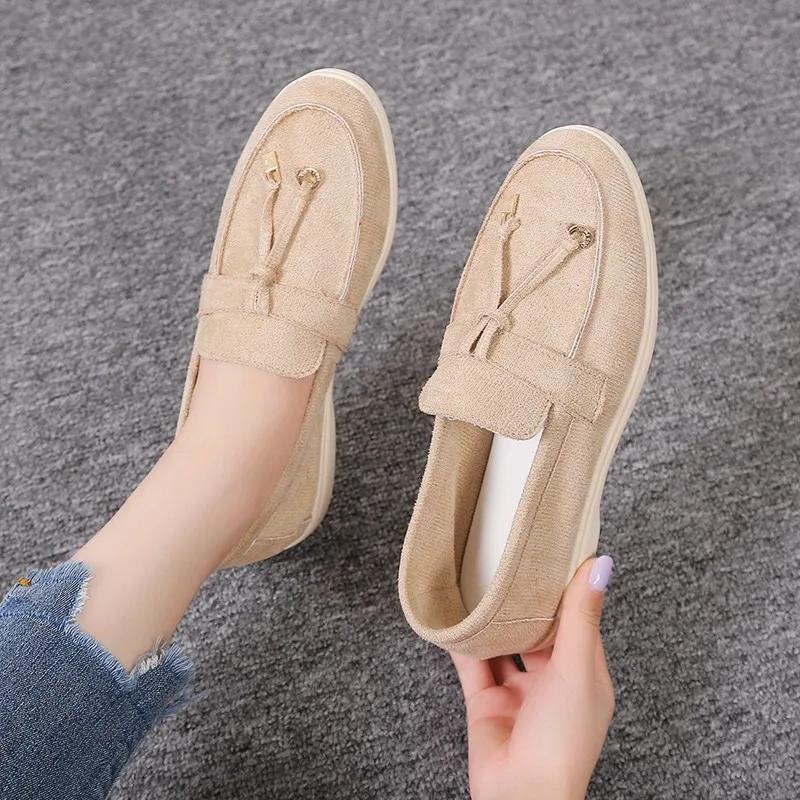 2024 2024 Women's Loafers Faux Suede Flats Candy Color Slip On Flat Shoes Black Loafer Plus Size Woman Oxford Shoes Zapatos Mujer