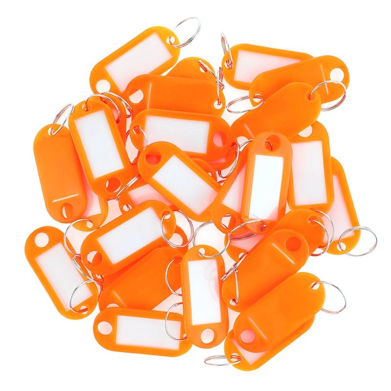 30pcs Multi-Color Plastic Keychain Blank Key Ring DIY Name Tags for Baggage Paper Insert Luggage Tags Key Chain Accessories