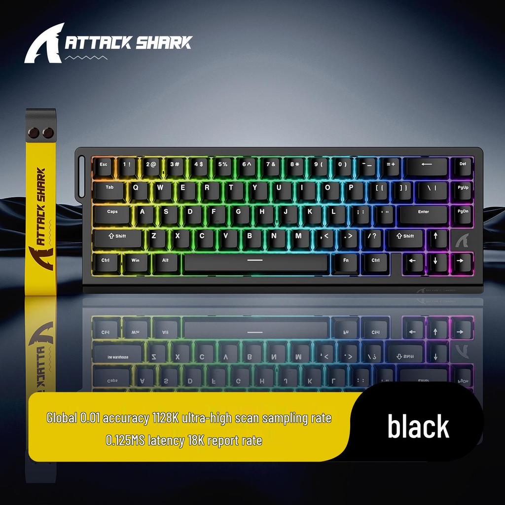 Механическая клавиатура Attack Shark X68HE с магнитными переключателями, контурной боковой гравировкой, проводной RGB-подсветкой, регулируемым ходом клавиш, низкой задержкой для киберспорта.
