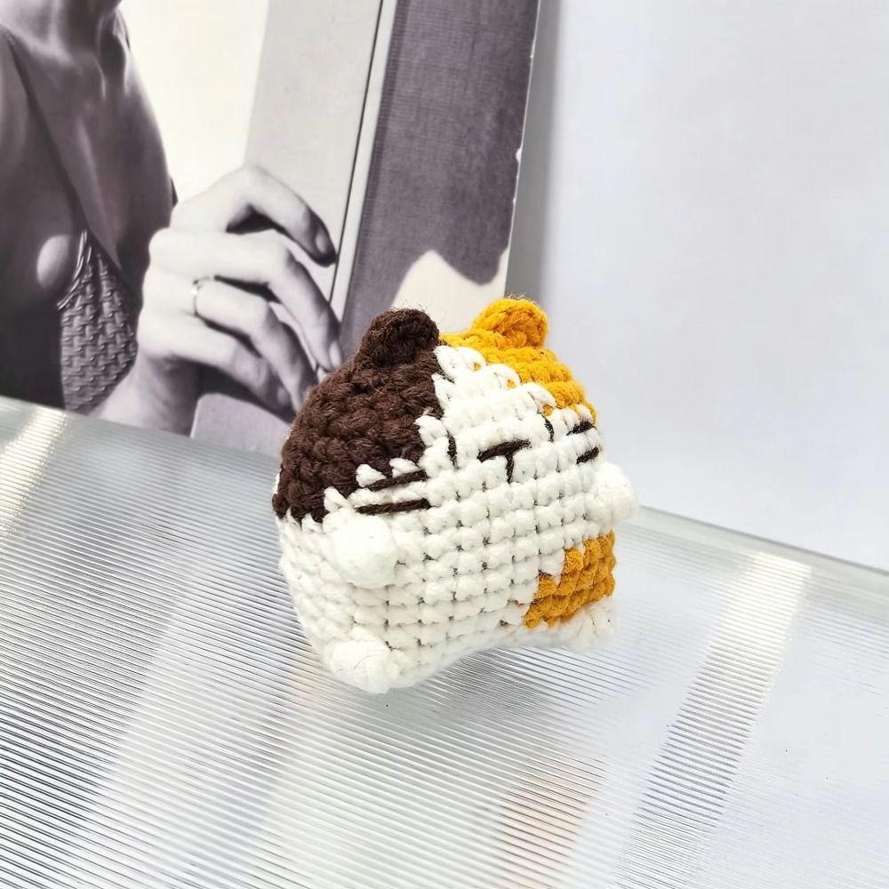 Handmaking Knitting Keychain Knitting Kitten Pendant Jewelry Gift Crochet Cat Keyrings Bag Pendant