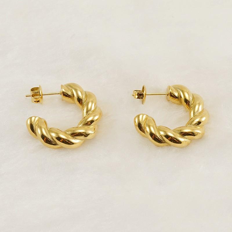 Серьги-гвоздики из титановой стали Twist, женские, с вакуумным покрытием, из нержавеющей стали 18 карат, модные, грубые серьги Twist, женские серьги