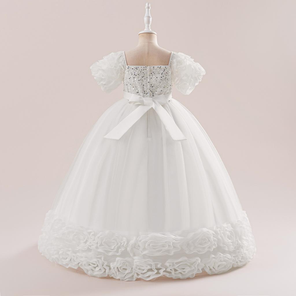 4-14 лет Рождественское платье принцессы для девочек-цветочниц для свадеб Летнее детское торжественное длинное платье с бантом для школьных вечеринок Детская новогодняя одежда