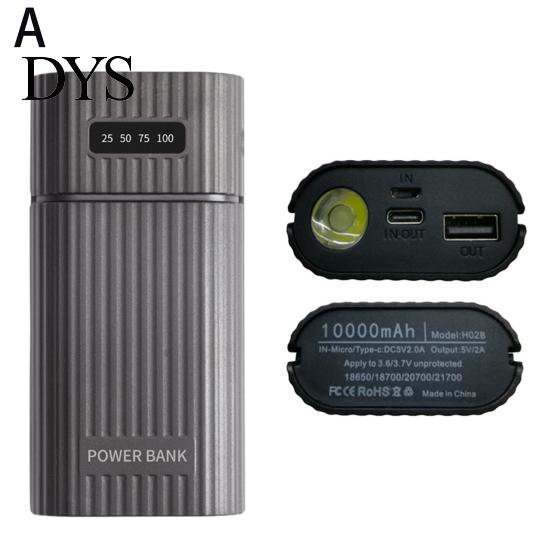Зарядный бокс для аккумуляторов Power Bank Корпус Универсальный Удобный Без пайки Огнестойкий Ударопрочный Быстрая зарядка со светодиодным фонариком 2 x 18650 21700