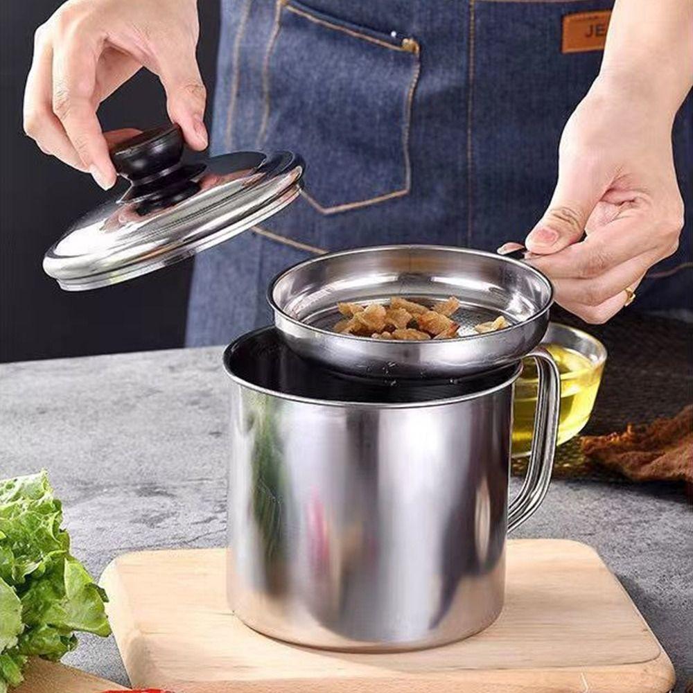 Durable Can Kitchen Cooking Tool Oil Filter Storage Tank Oil Pot Grease Container