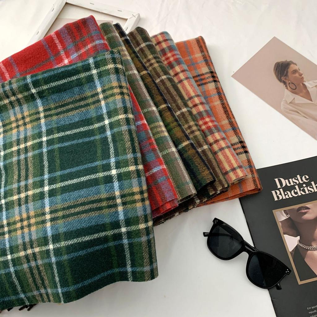 Japanese and Korean College Style Sub Striped Tassel Couple Scarf Widened To Keep Warm Sweet and Fresh Shawl and Scarf Dual Use